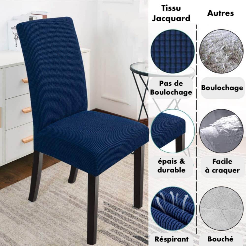 Housse de Chaise Extensible à Tissu Jacquard - Bleu – Kaytek