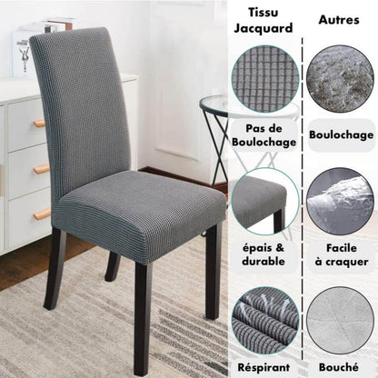 Housse de Chaise Extensible à Tissu Jacquard - Gris