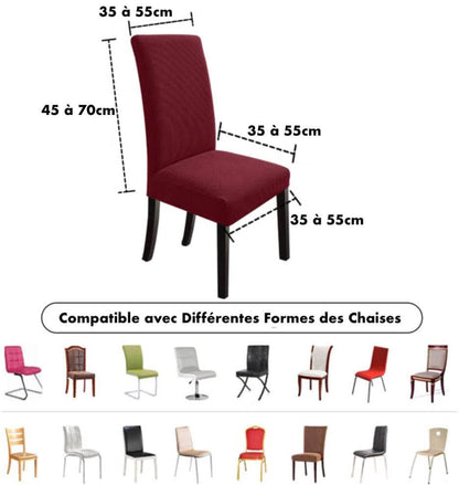 Housse de Chaise Extensible à Tissu Jacquard - Rouge Bordeaux