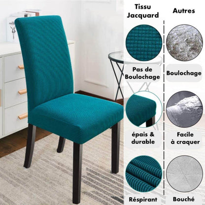 Housse de Chaise Extensible à Tissu Jacquard - Turquoise