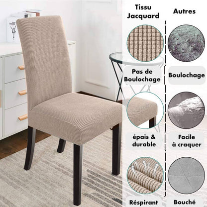 Housse de Chaise Extensible à Tissu Jacquard - Beige Sable