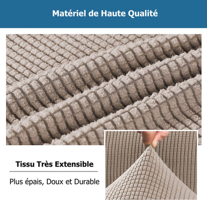 Housse Canapé Extensible à Tissu Jacquard - Beige Sable