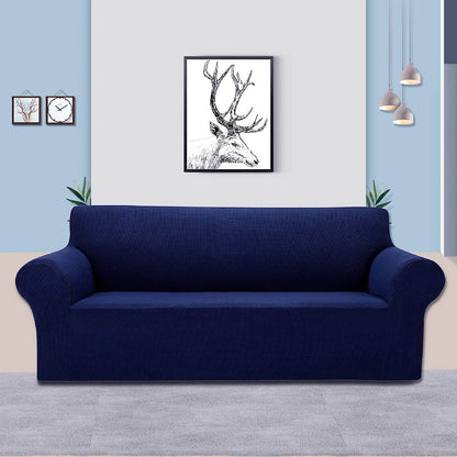 Housse Canapé Extensible à Tissu Jacquard - Bleu