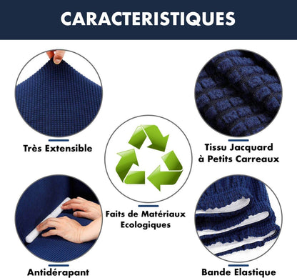 Housse Canapé Extensible à Tissu Jacquard - Bleu