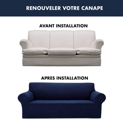 Housse Canapé Extensible à Tissu Jacquard - Bleu