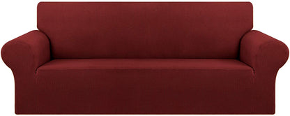 Housse Canapé Extensible à Tissu Jacquard - Rouge Bordeaux