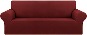 Housse Canapé Extensible à Tissu Jacquard - Rouge Bordeaux