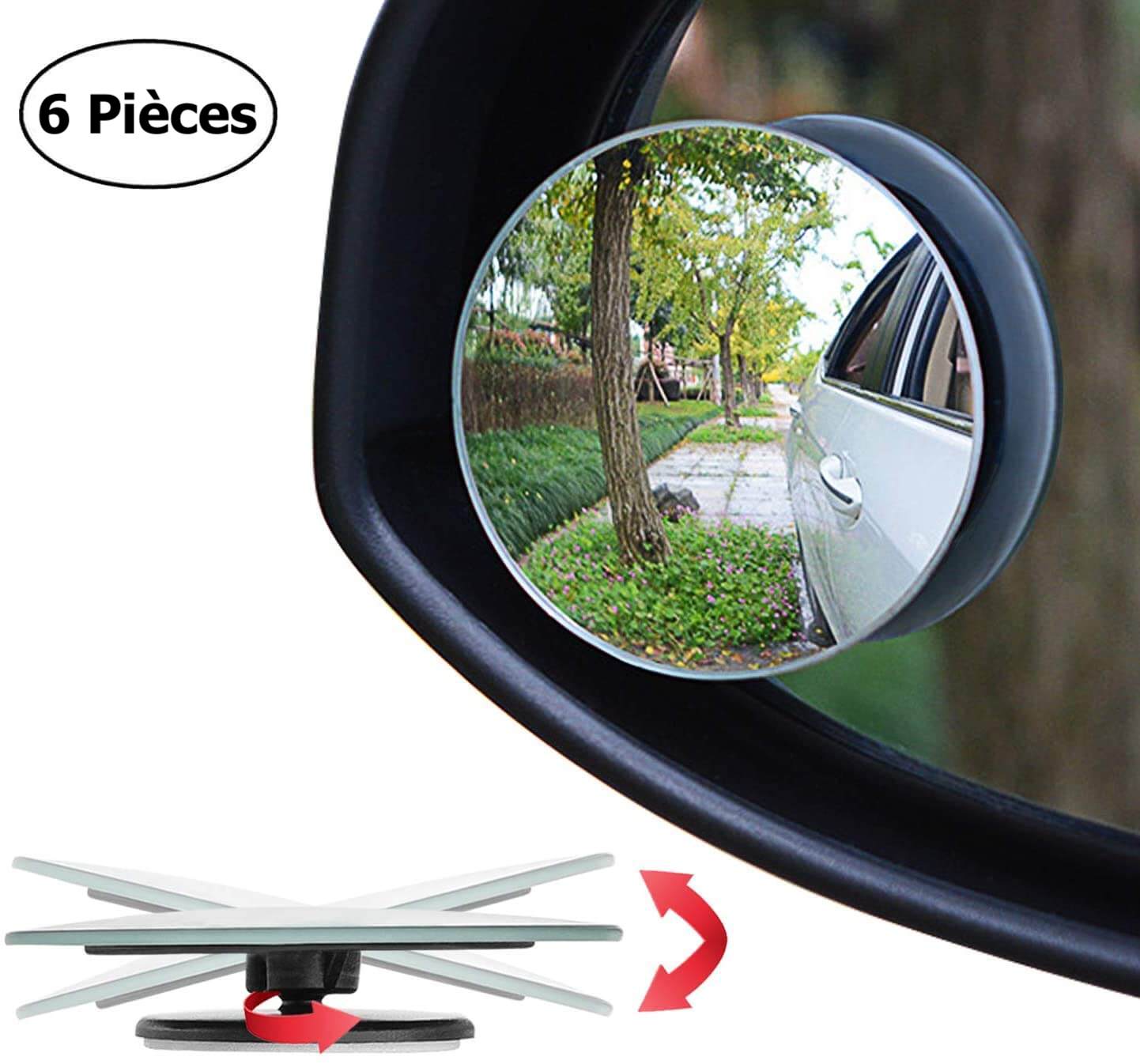 Miroir d'angle mort de voiture - Miroir convexe pivotant 360