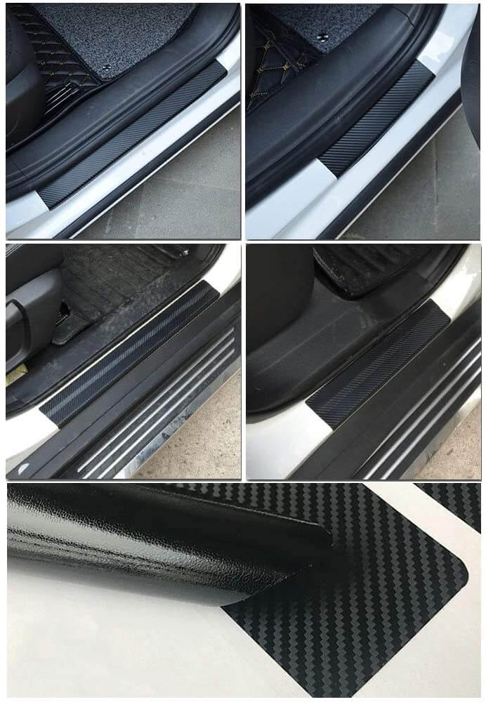Ccdes Suuonee protège-seuil de porte, autocollants de voiture en Fiber de  carbone caoutchouc style protège-seuil de porte protecteur universel 