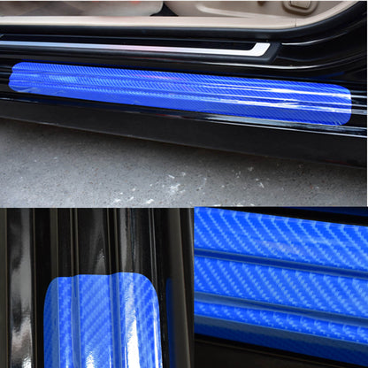 4 x Protections Seuil Porte de Voiture En Carbone 4D Universel Bleu