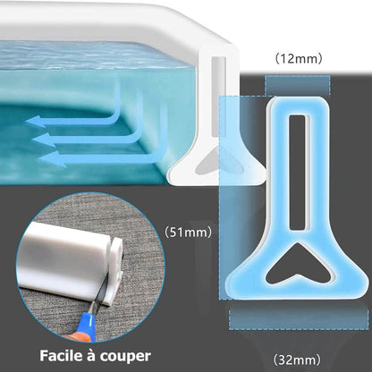 Seuil de Rétention d'Eau en Silicone Autocollante et Pliable
