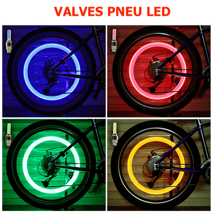 4 x Valves Pneu à LED pour Voiture, Vélo et Moto