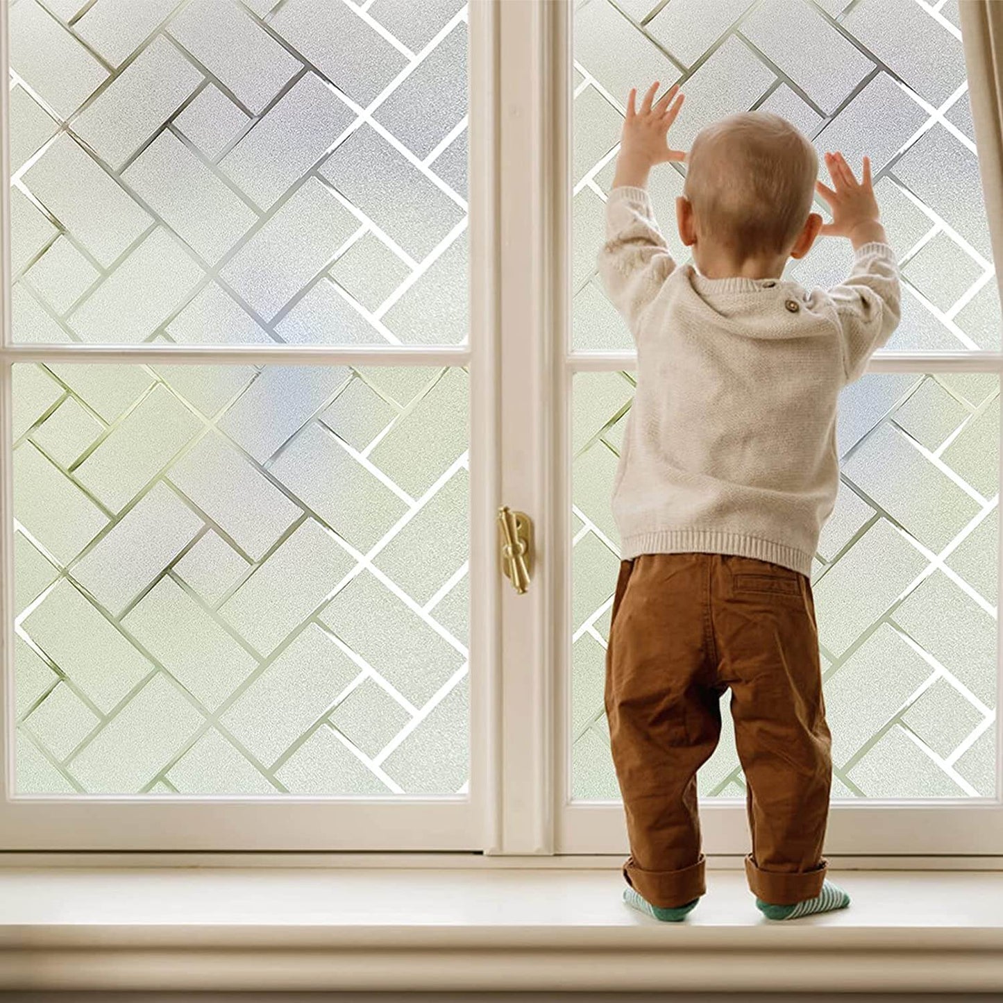 Film Décoratif Anti-regards pour Fenêtre 3D Statique - Motif Losange