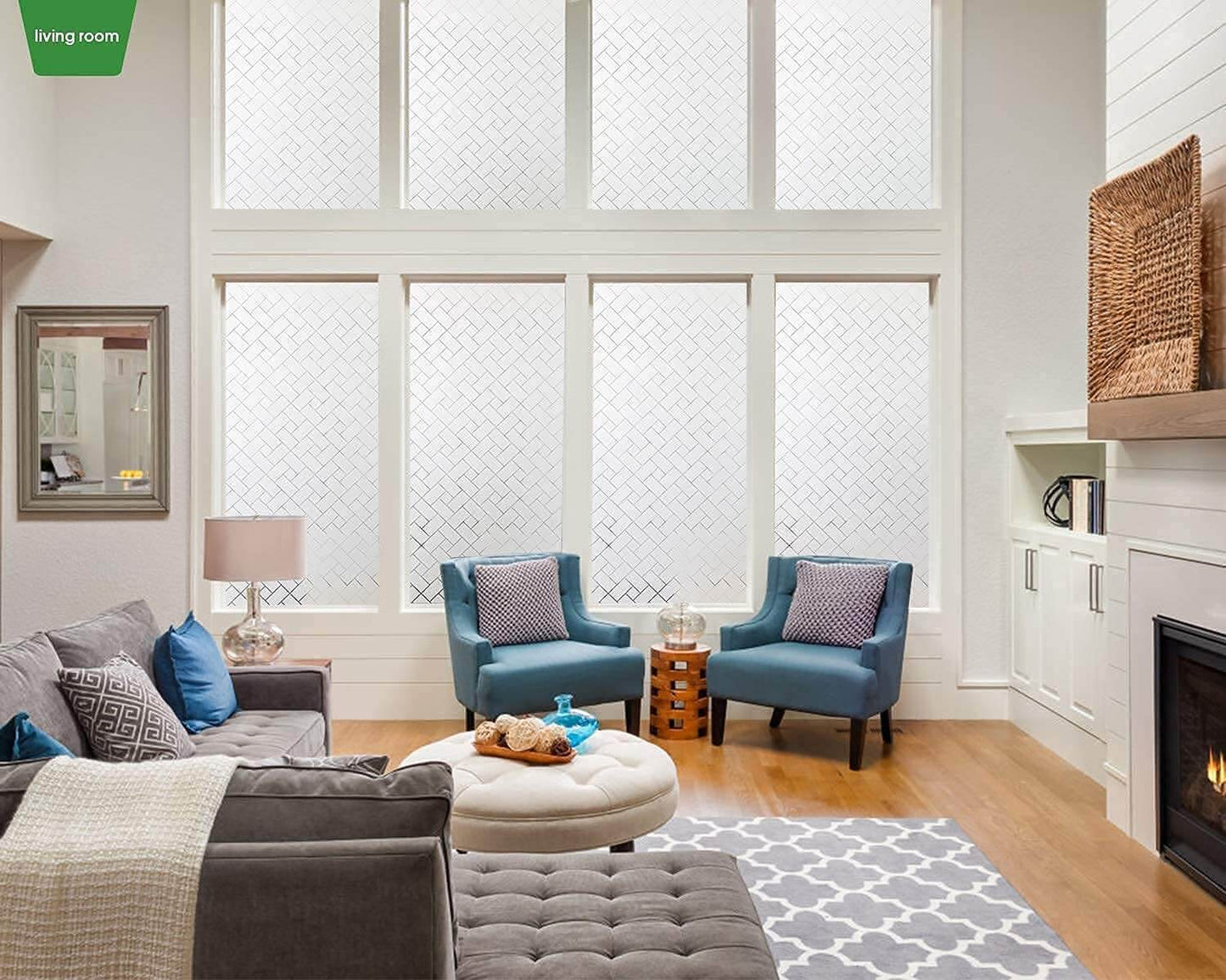 Film Décoratif Anti-regards pour Fenêtre 3D Statique - Motif Losange
