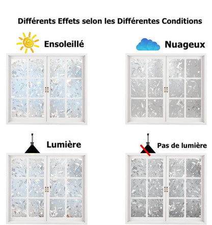 Film Décoratif Anti-regards pour Fenêtre 3D Statique - Motif Fleurs