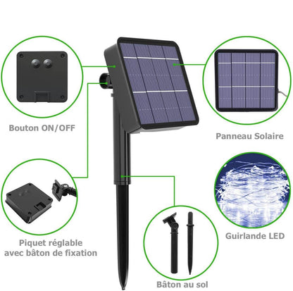 Guirlande Lumineuse Solaire Étanche 12 Mètres