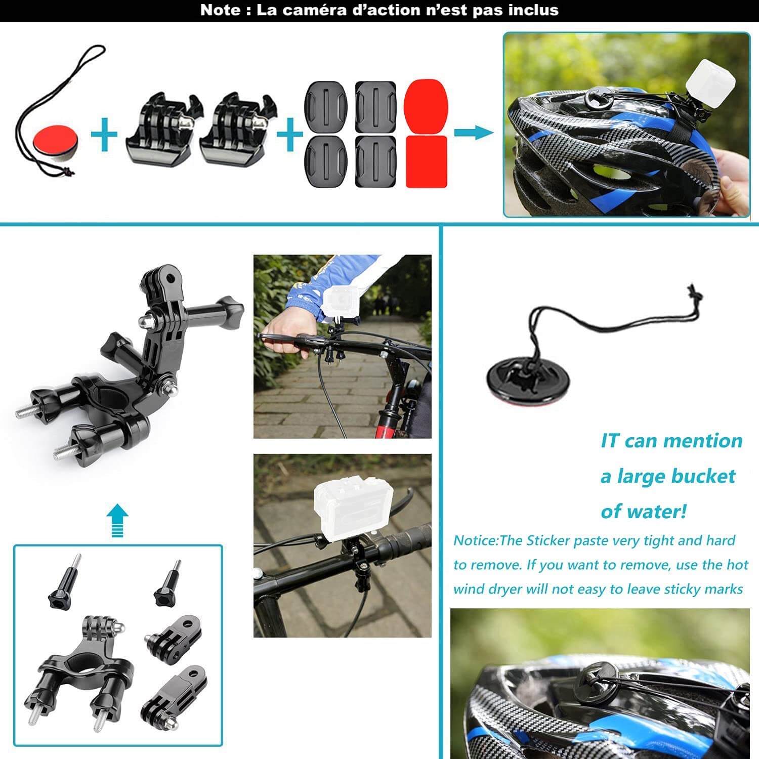 Garpex® de casque pour moto et vélo pour GoPro et Caméras d'action