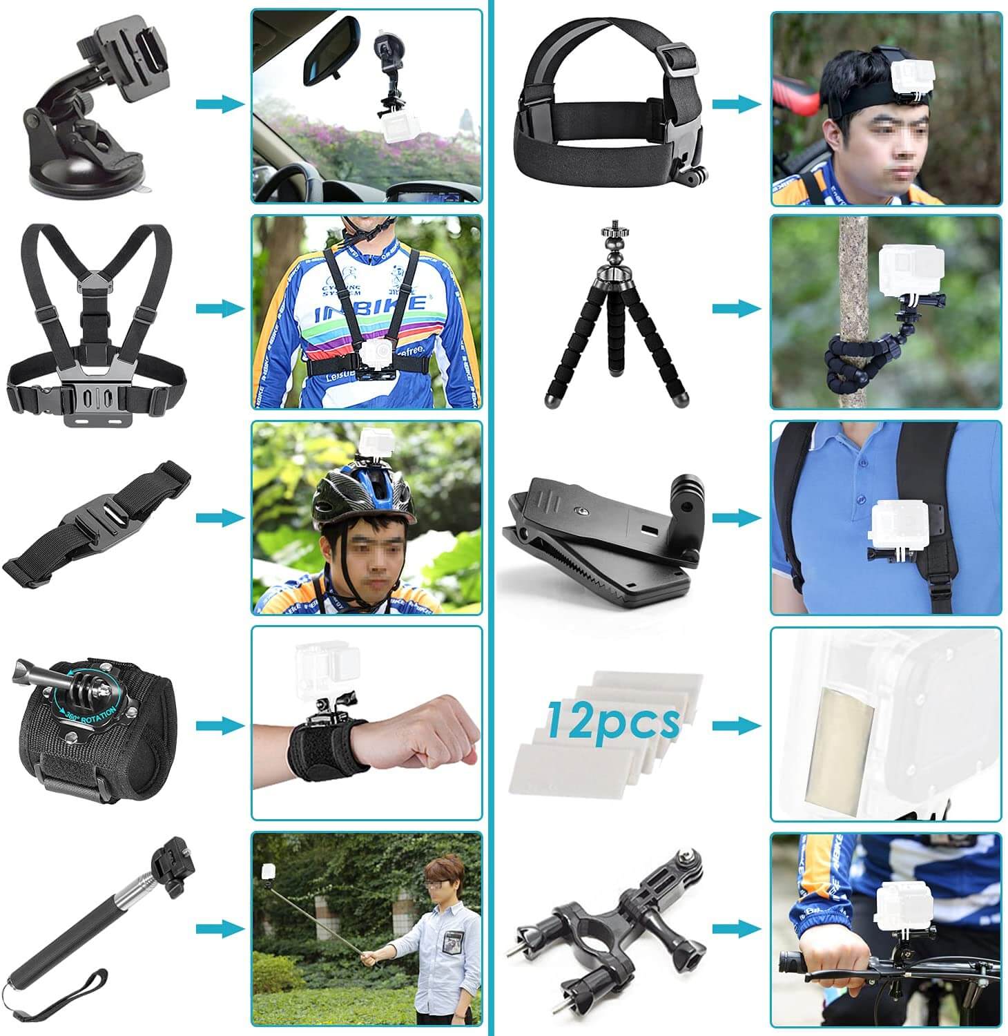 Kit d'accessoires Deyard pour GoPro (Kit d'accessoires pour GoPro